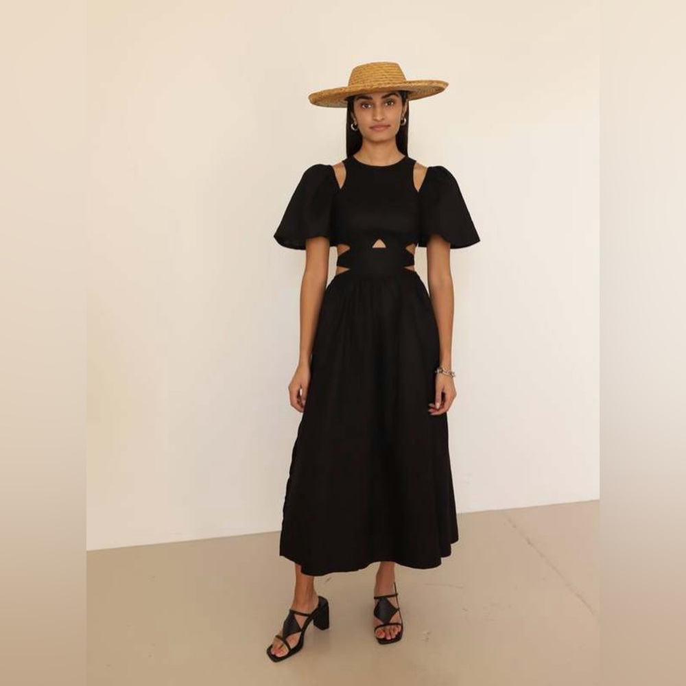 Sovere Cutout Linen Midi Dress NWT
